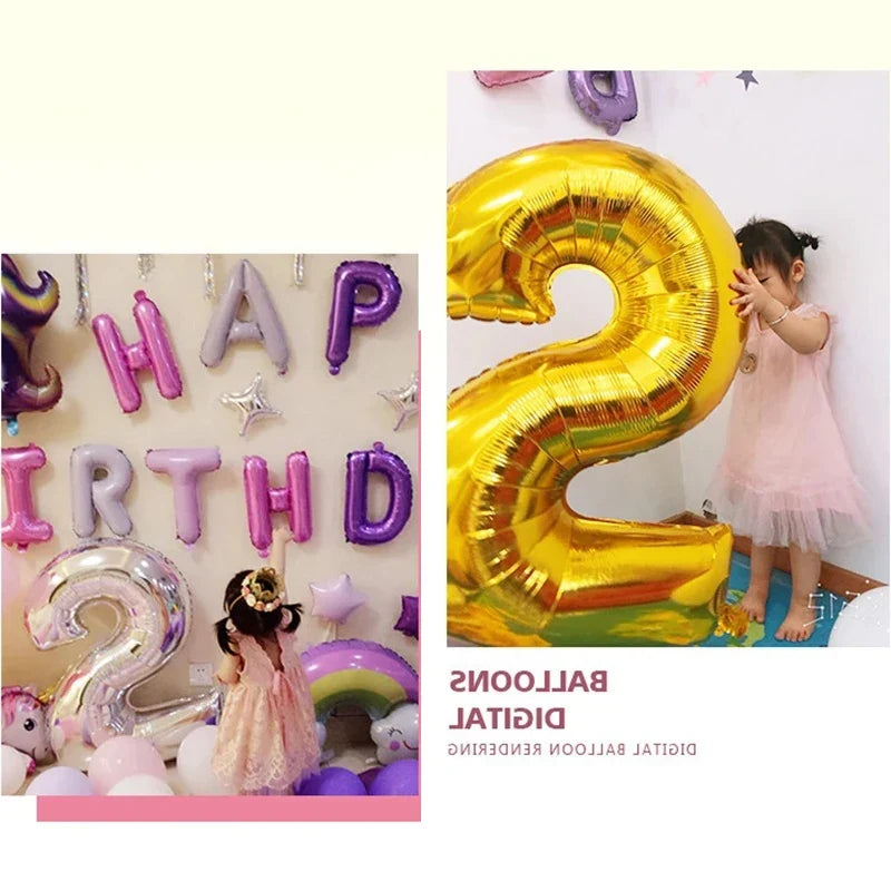 32 Inch Gold Foil Number Balloons | Birthday Party Decorations