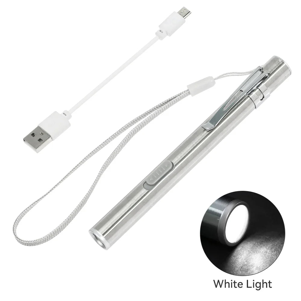 USB Rechargeable Mini Pen Light | Handy LED Flashlight with Clip