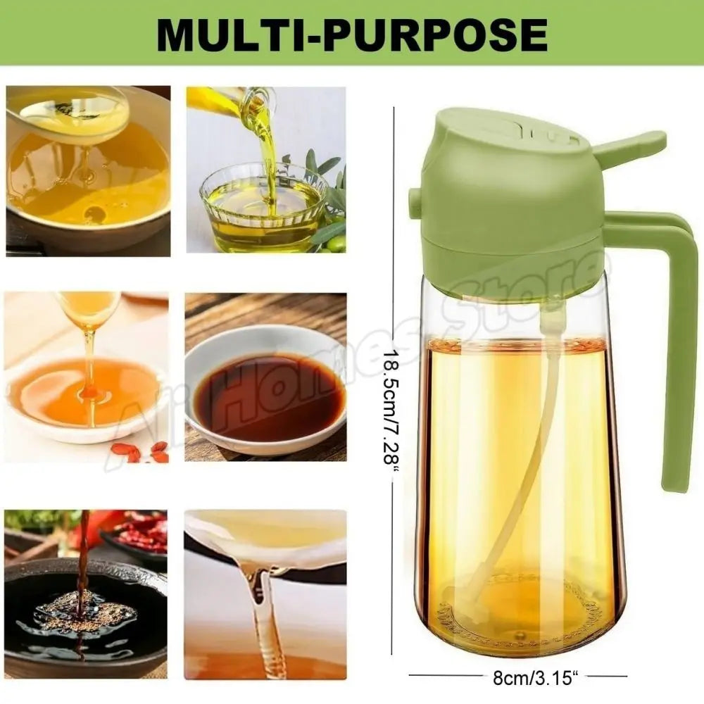 2 in 1 Oil Sprayer and Dispenser Bottle | Cooking Oil Spray Bottle for BBQ, Air Fryer, and Salad