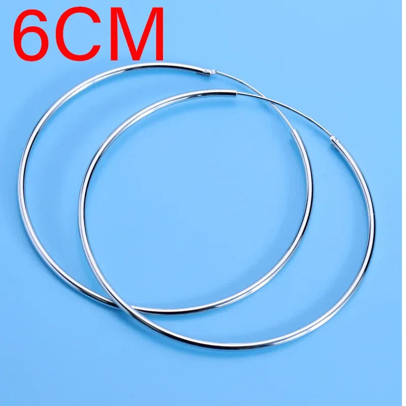 925 Sterling Silver Large Circle Hoop Earrings | Wedding Fine Fashion Jewelry