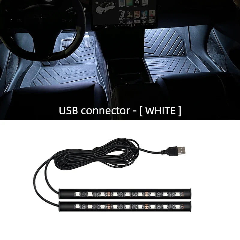 LED Car Ambient Foot Light | USB 5V Auto Interior Atmosphere Neon Lamp