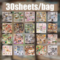 Mr Paper 30/60pcs Happiness Notebook Series Square Cut Film Sticker Book | Japan Korea Cute INS Style DIY Diary Decals