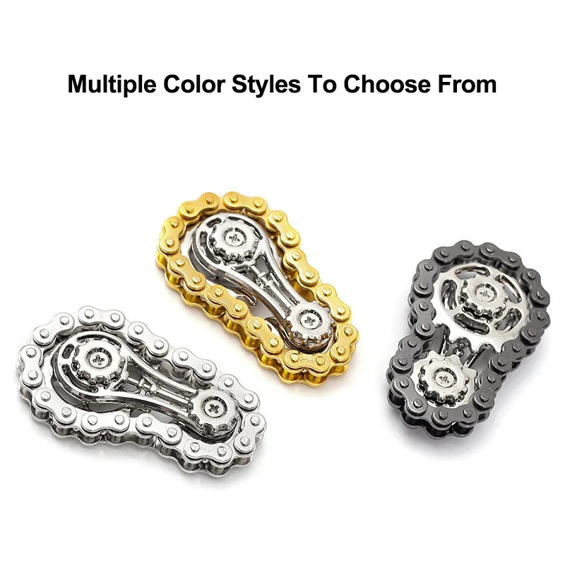 Sprockets Flywheel Fingertip Gyro Fidget Spinner | Metal Bike Chain EDC Stress Relief Toy