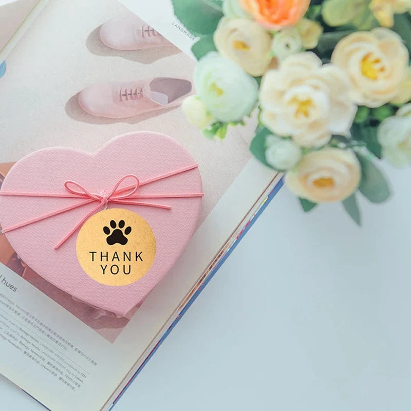 Gold Foil Paw Thank You Stickers | 1 Inch Business Supplies