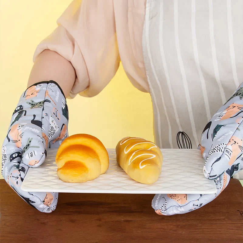 Heat Resistant Microwave Oven Mitts Gloves | Non Slip Kitchen Baking Accessories