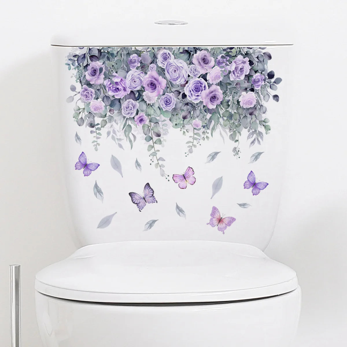 Purple Flower Wall Stickers Self Adhesive | Nordic Art Forest Butterfly Decals for Kids Room