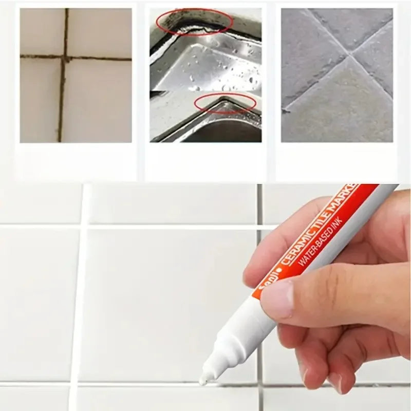 Tile Marker Grout Pen | Waterproof Seam Repair Tool for Bathroom and Kitchen Tiles