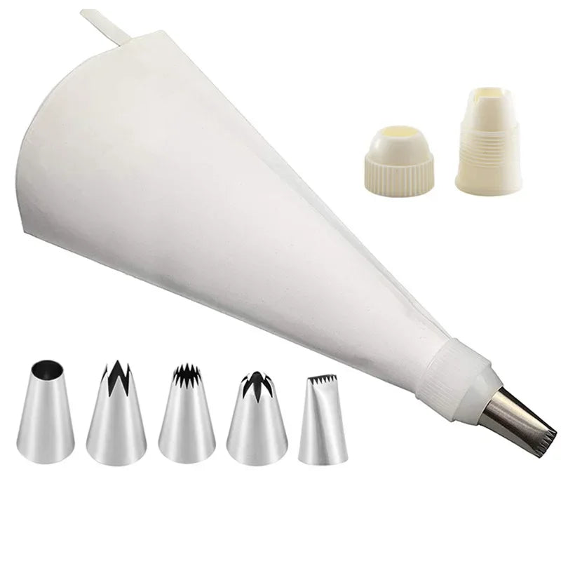 Silicone Piping Bag Set with 6 Nozzles | DIY Cake Decorating Kit