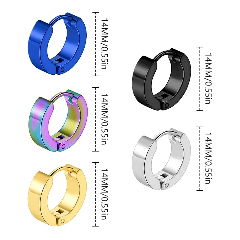 Stainless Steel Huggie Ear Circle Earrings | Punk Gothic Fashion Jewelry for Men Women