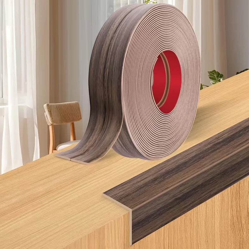 Self-Adhesive PVC Wood Grain Wall Edge and Corner Protector | Easy Cut Reusable Strip Molding