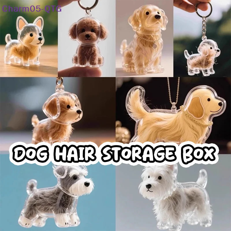 Clear Puppy Hair Memorial Keepsake Capsule | Pet Fur Display Keychain
