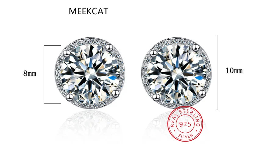 0.5-2 CT Moissanite Stud Earrings for Women | Sparkling Lab Diamond Silver Jewelry