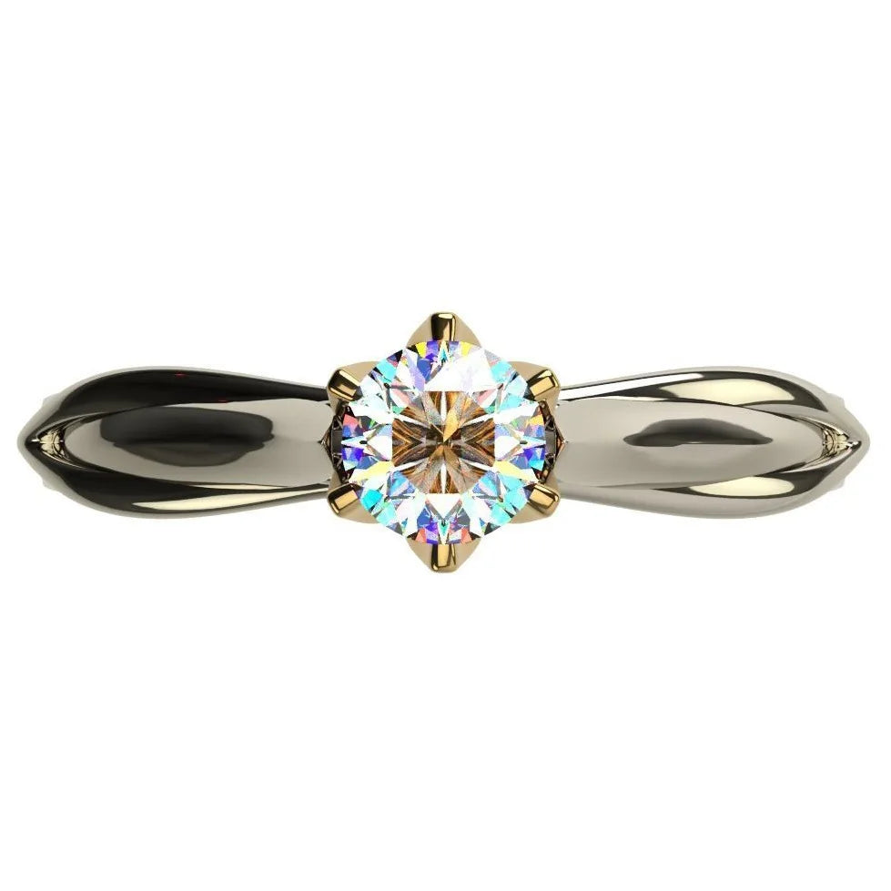 925 Sterling Silver Six Claw Ring with Zircon | Simulated Moissanite Wedding Band