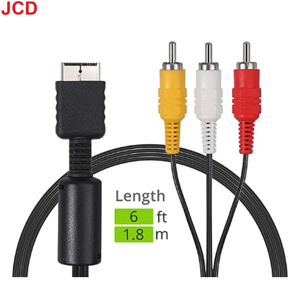 JCD 1pc For PS1 PS2 PS3 1.8M AV Cable Splitter RCA Audio Video Extend Cord to Monitor TV RCA Wire Converter Adapter