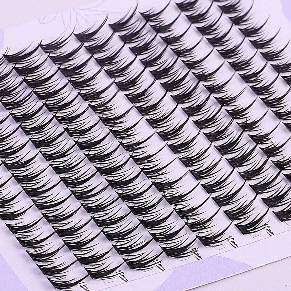 160 Pcs Wheat-Ear Shape Fake Eyelashes | Fine Stem DIY Eyelash Extension Clusters