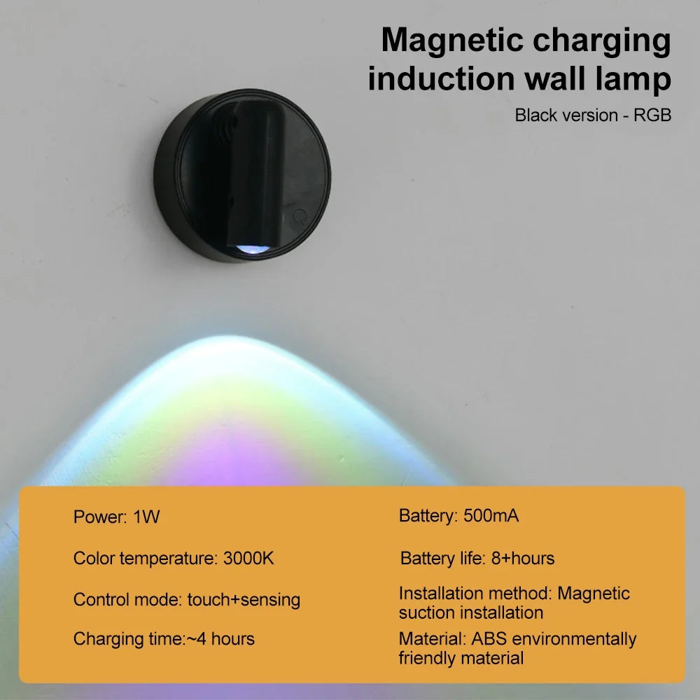 Magnetic USB Rechargeable LED Wall Light | Dimmable Touch Switch Reading Lamp