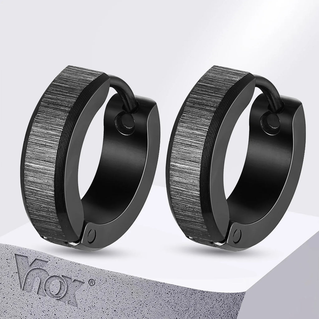 Vnox Anti Allergy Stainless Steel Hoop Earrings | Unisex Simple Metal Huggies for Men and Women