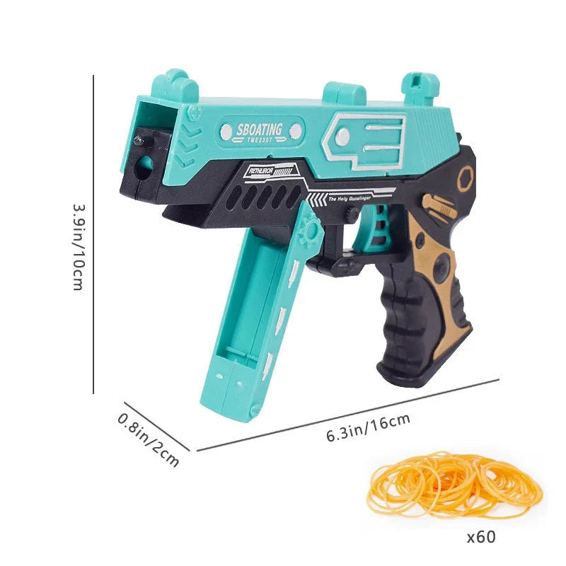 Continuous Fire Rubber Band Pistol | Foldable Toy Gun for Target Practice