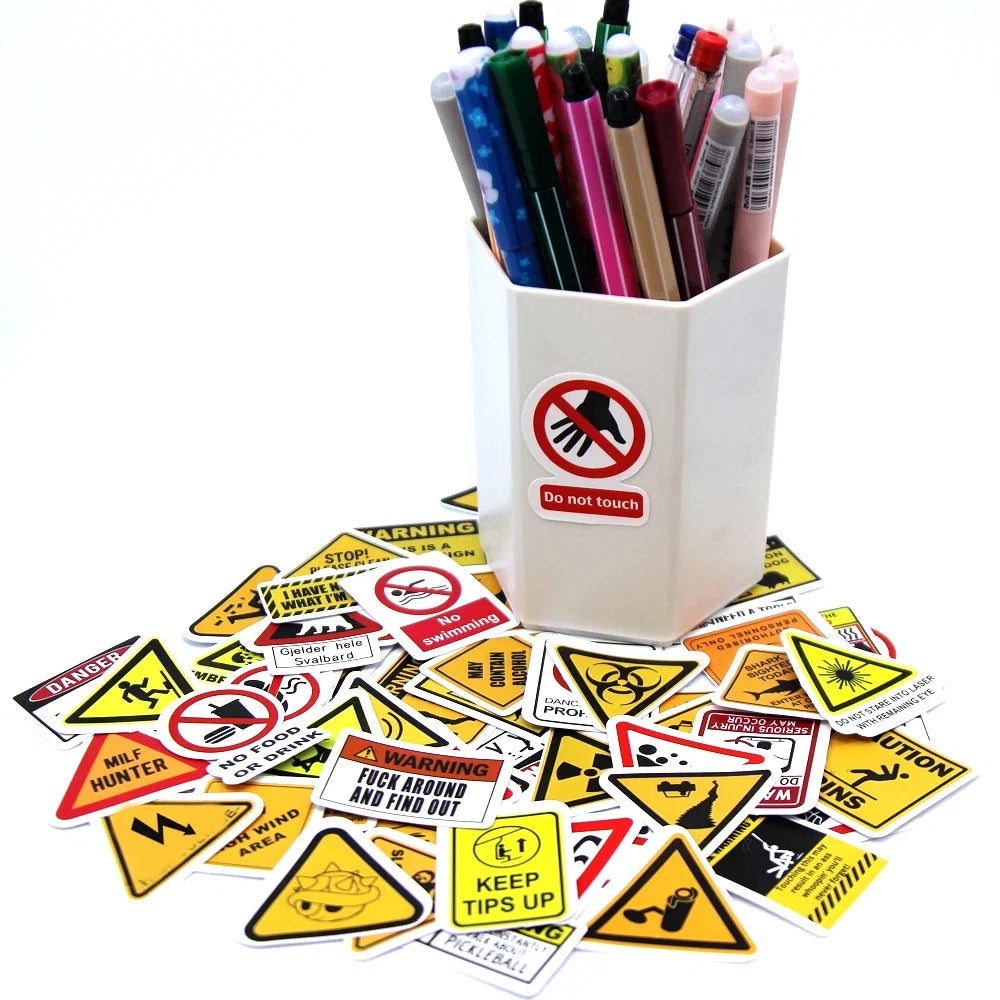 Warning Pattern Sticker Pack | DIY Decals for Skateboards, Laptops, Luggage & More
