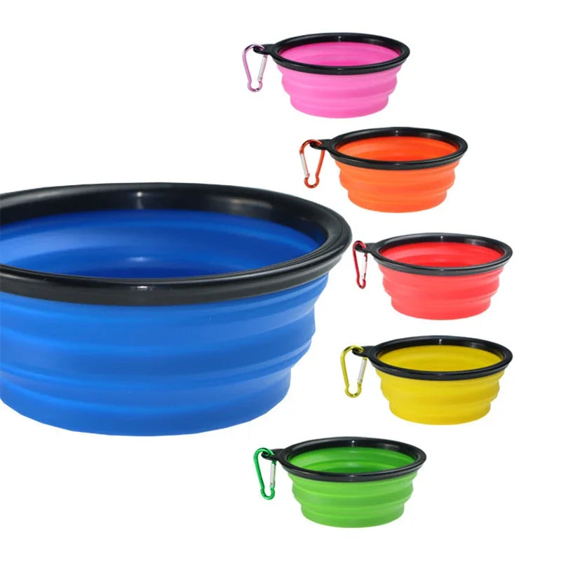 Collapsible Pet Silicone Dog Bowl | Portable Travel Food and Water Bowl with Carabiner