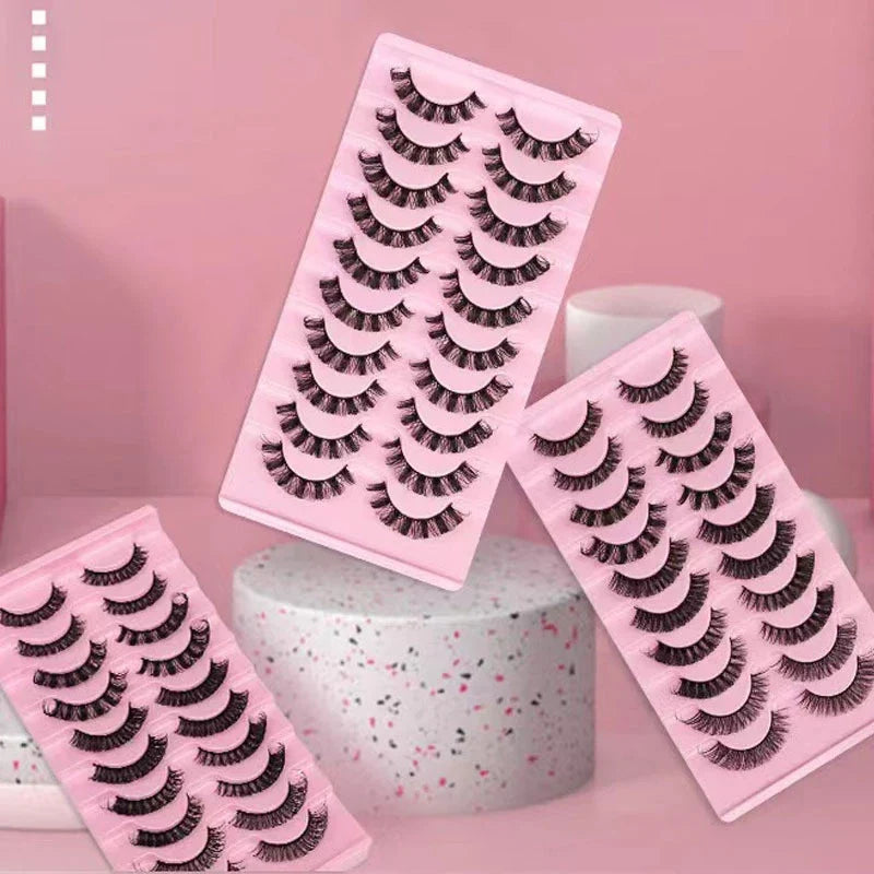 10Pairs 3D Mink Lashes Russian Strip Lash | Dramatic False Eyelashes for a Bold Look