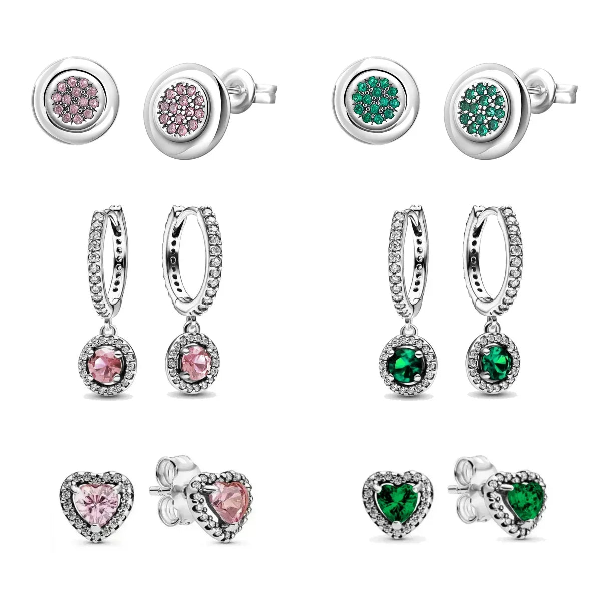 925 Sterling Silver Heart Shaped Zircon Earrings | Charming Girls Jewelry Gift