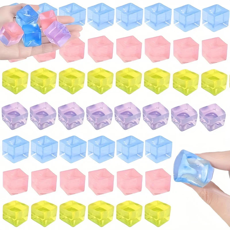 Mini Ice Cube Squishy Toys | 15 Pack Stress Relief Pinch Toys