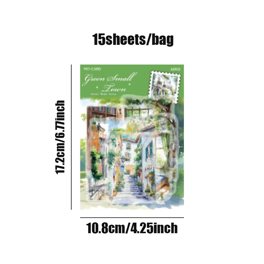 45sheets/bag PET Waterproof Landscape Stickers | DIY Decoration for Envelopes, Calendars, and Cards