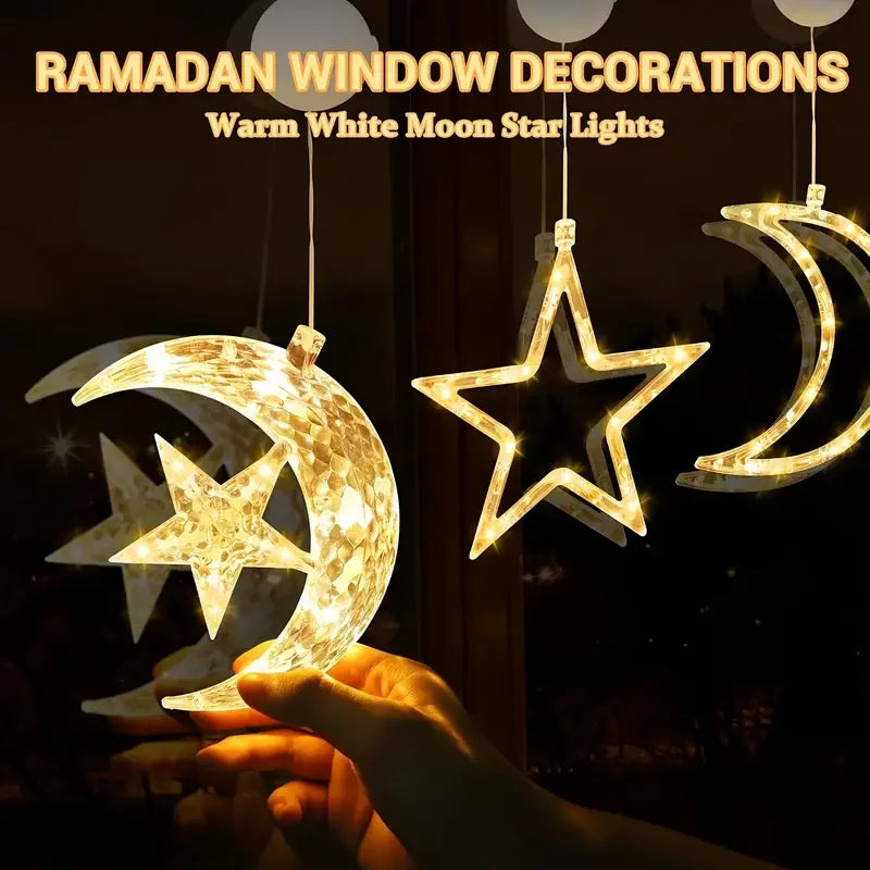 Christmas Window Decor LED Lights | Snowflake Tree Star Deer Sucker Lights for Xmas
