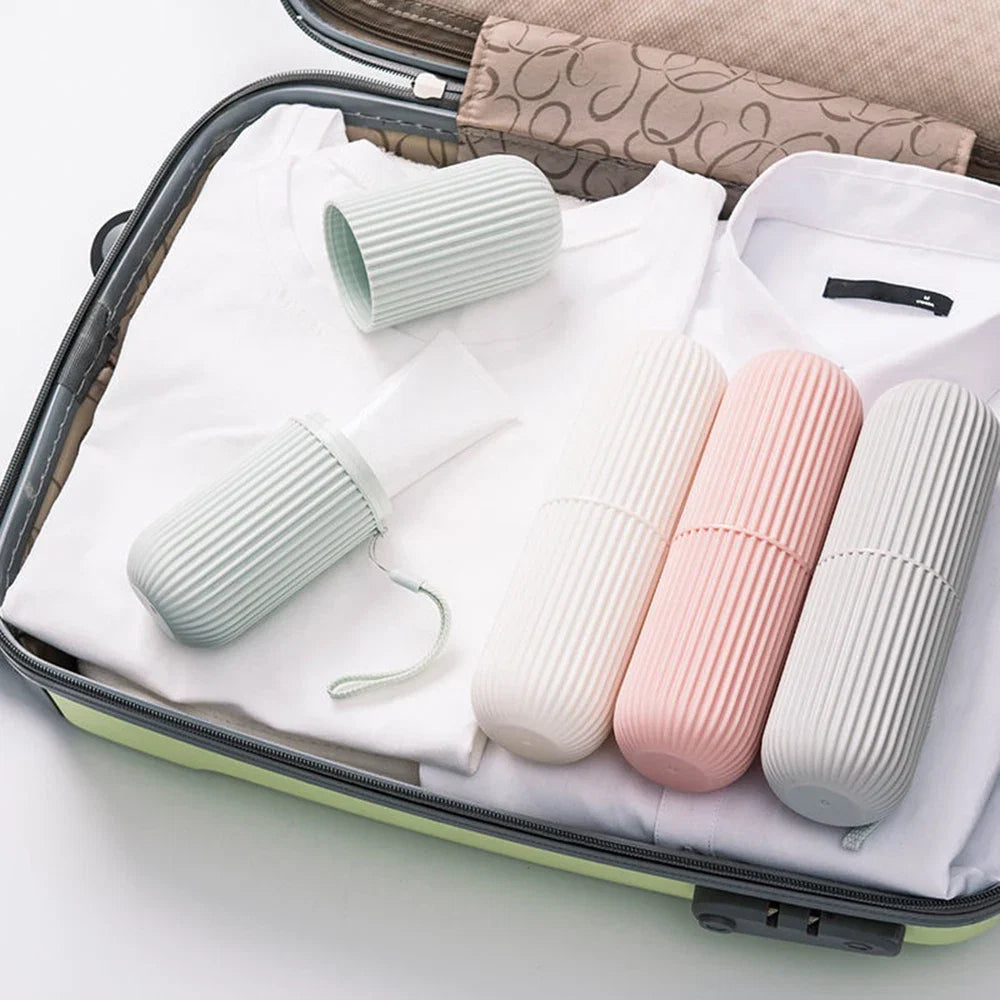 Portable Toothbrush Cup and Toothpaste Holder | Travel Toiletries Storage Case