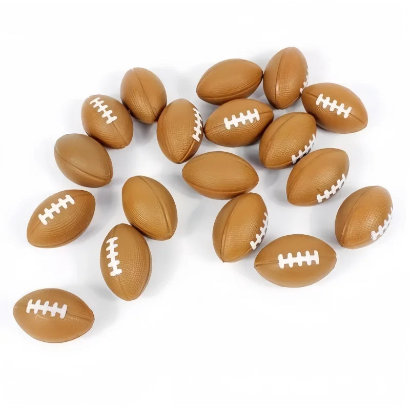 Mini PU Rugby Stress Balls | 6 Pack Squeeze Sports Toys for Anxiety Relief