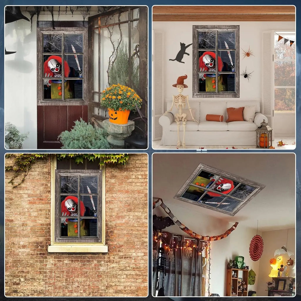 Scary Clown Window Clings | Washable Window Decor for Halloween