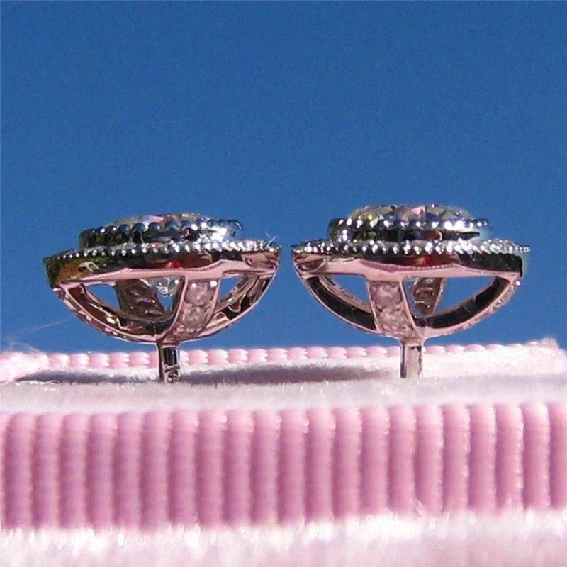 Huitan AAA CZ Stud Earrings for Women | Romantic Elegant Cubic Zirconia Jewelry in 7 Colors