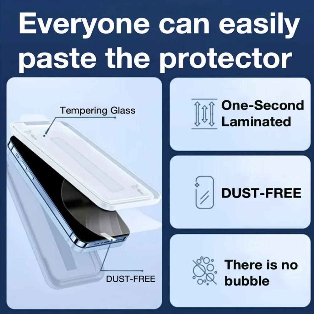 2pcs HD Tempered Glass Screen Protector for iPhone 17 16Pro Max 15 14 11 12 13 mini 12 11 X Scratch-Proof Dust-Free Installation