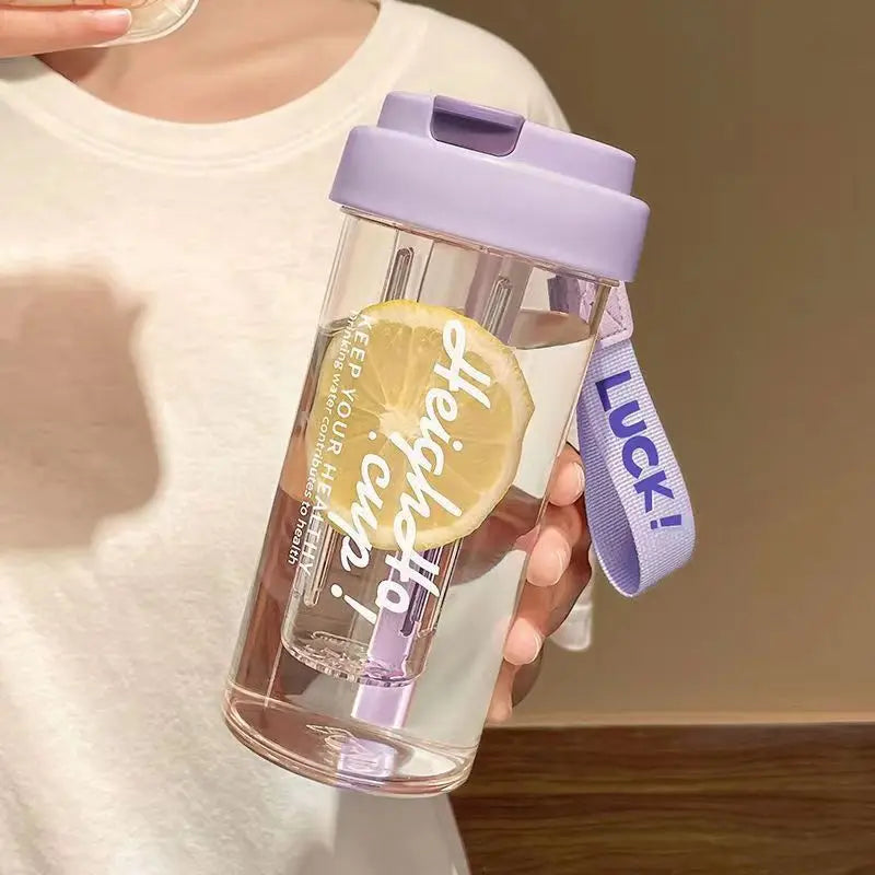Large Capacity Plastic Water Bottle | Portable Straw Cup with Handle