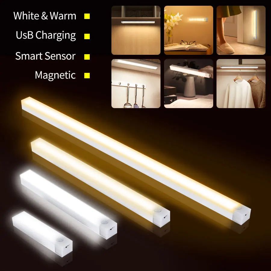 Wireless Rechargeable LED Motion Sensor Cabinet Light | Night Light for Closet Kitchen Wardrobe Stairs