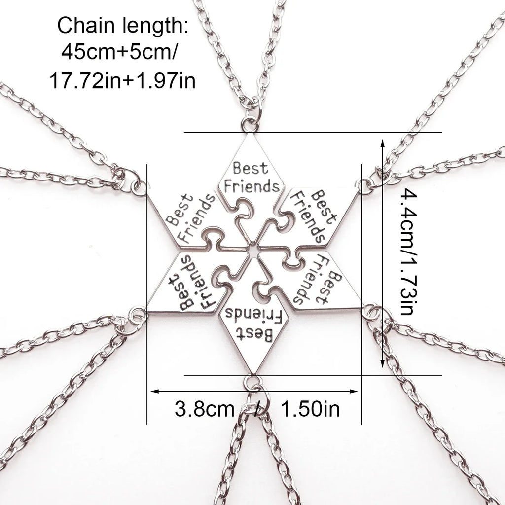6 Pcs/Set Best Friend Pendant Necklace Set | Friendship Jewelry Gift