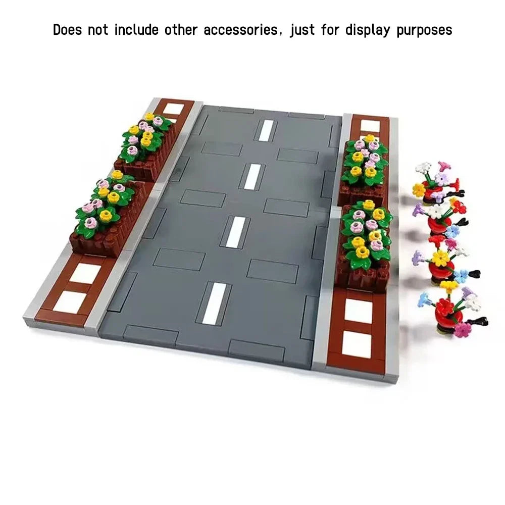 City Road Street Baseplate Building Blocks | Pedestrian Crossing Base Compatible with Major Brands