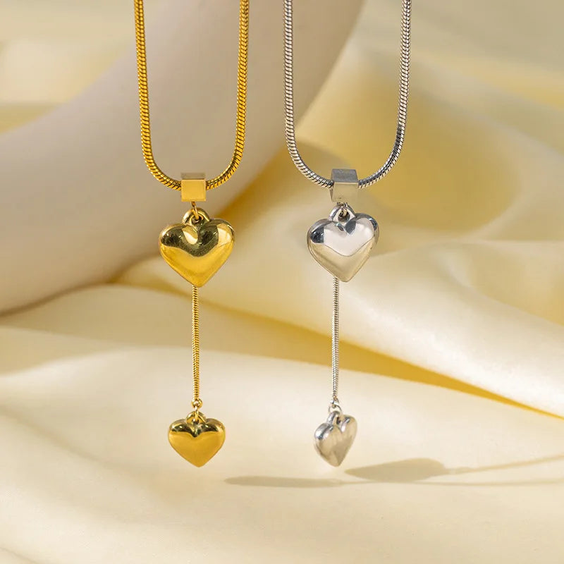 316L Stainless Steel Heart Necklace with Delicate Chain | Hypoallergenic Jewelry Gift for Women