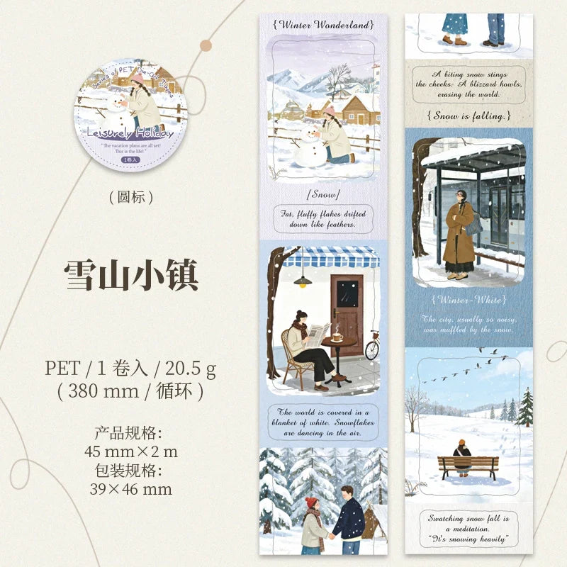 Leisure Holiday Vacation PET Die-Cut Tape Sticker Roll | 4.5x200cm for Journal Scrapbook
