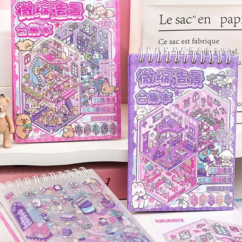 Mr.Paper 30Pcs 3D Miniature Scene Stickers | Layered Diorama Decals for Journaling and Craft