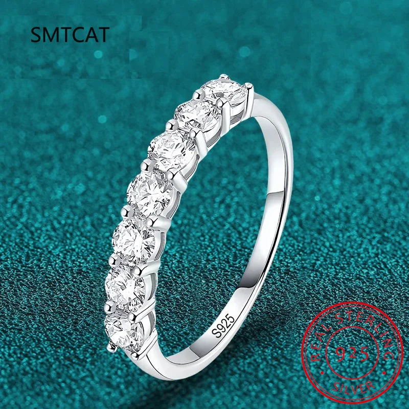 Moissanite Wedding Ring for Women | S925 Sterling Silver White Gold Plated Bridal Band