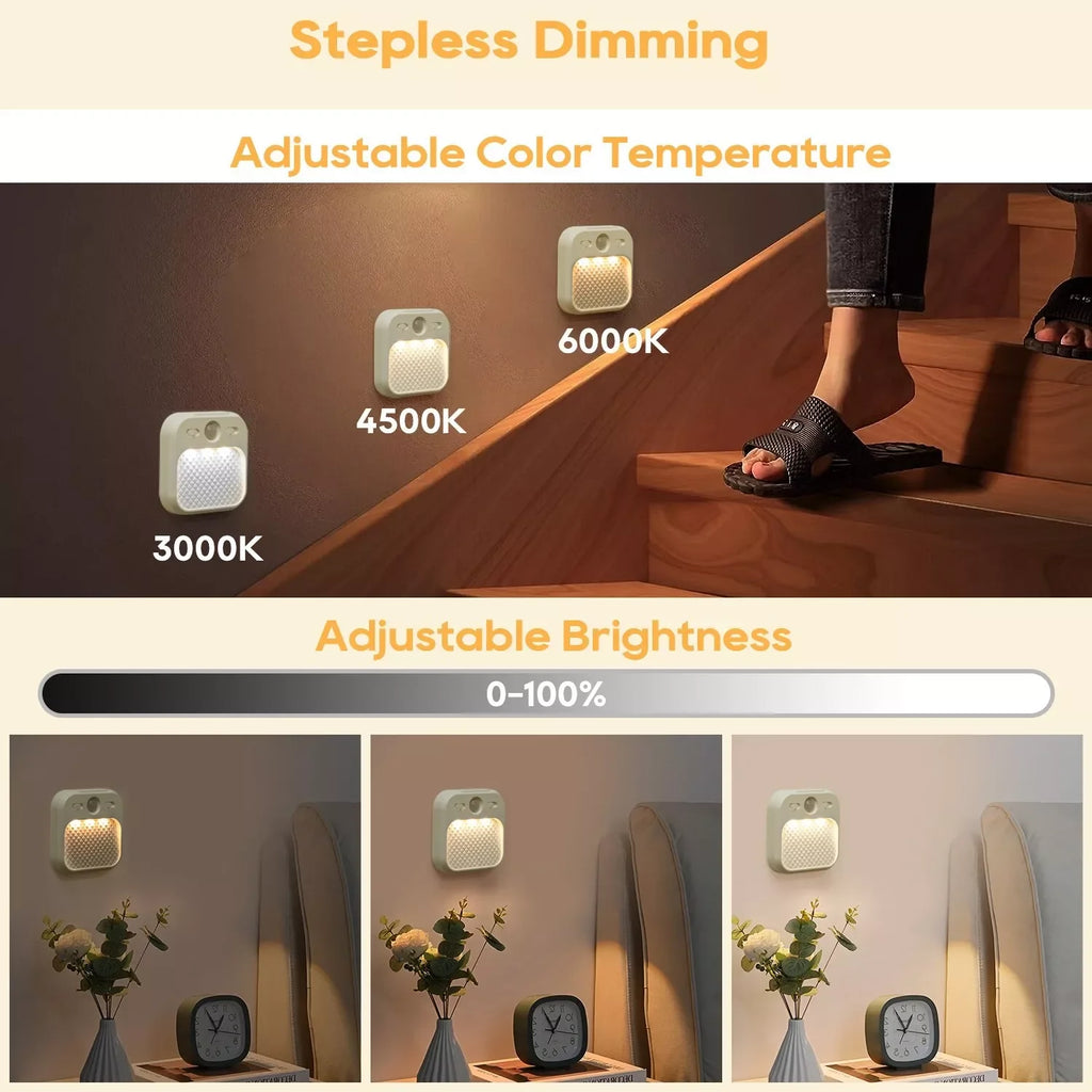 PIR Motion Sensor LED Night Light | USB Rechargeable Automatic Lamp for Bedroom, Stairs, and Closet