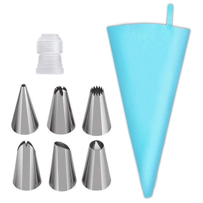 Silicone Piping Bag Set with 6 Nozzles | DIY Cake Decorating Kit