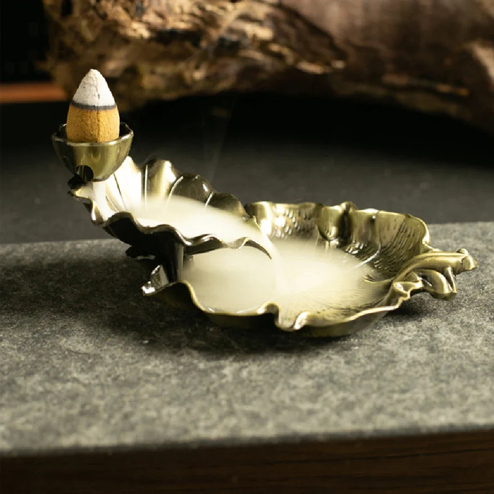 Backflow Incense Waterfall Burner | Metal Frog and Fish Aromatherapy Decor