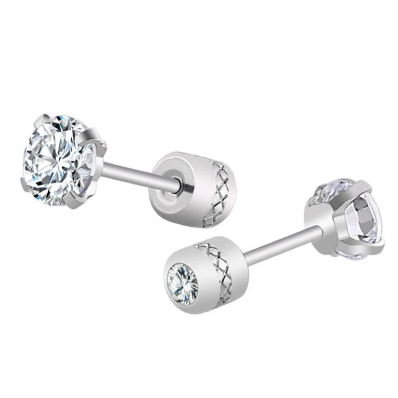 Stainless Steel Crystal Zircon Ear Studs | Hypoallergenic Tragus Cartilage Piercing Jewelry