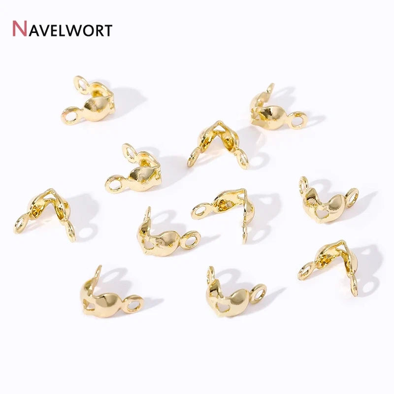 18K Gold Plated Double-Cup Bead Tips | Jewelry Findings for DIY Necklaces and Bracelets