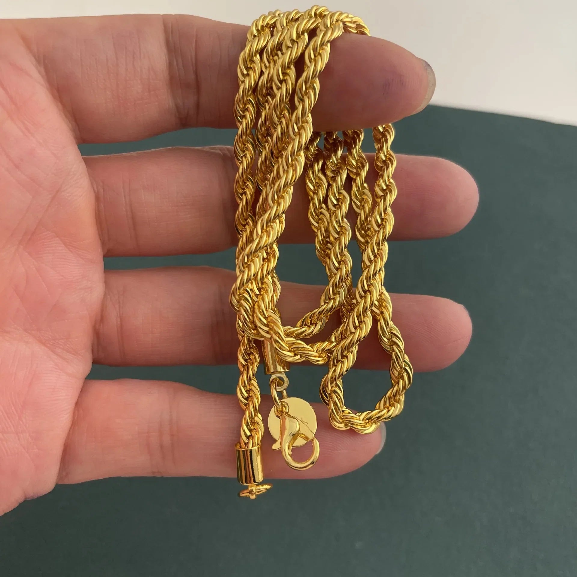 Andara 925 Sterling Silver 18K Gold Plated 4MM Twisted Rope Necklace | Unisex Fashion Chain