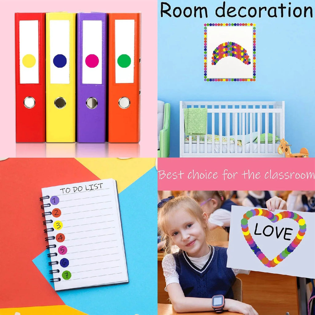 Colorful Dot Glue Stickers | Round Label Paper Pack for Organization and Gifts