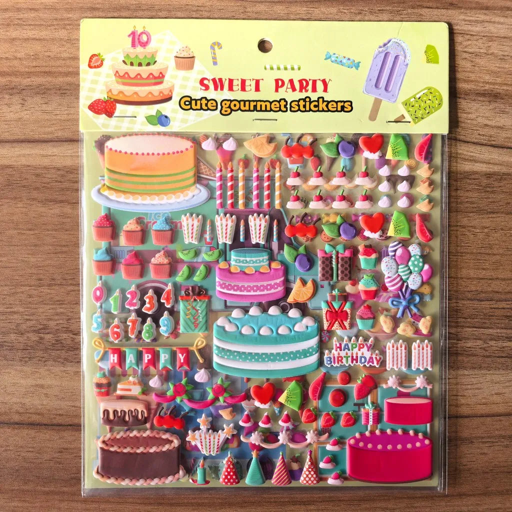 9 Styles Cute Double Layer 3D Foam Stickers | Alphabet Cars Food Cartoon for Notebook Journal Phone Case Decoration